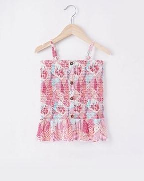 printed sustainable smocked top