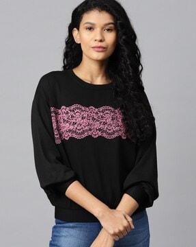 printed sweatshirt with drop shoulder sleeves