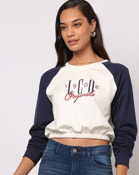 printed sweatshirt with raglan sleeves