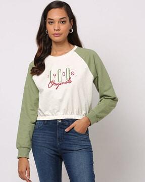 printed sweatshirt with raglan sleeves