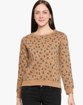 printed sweatshirt with ribbed hems