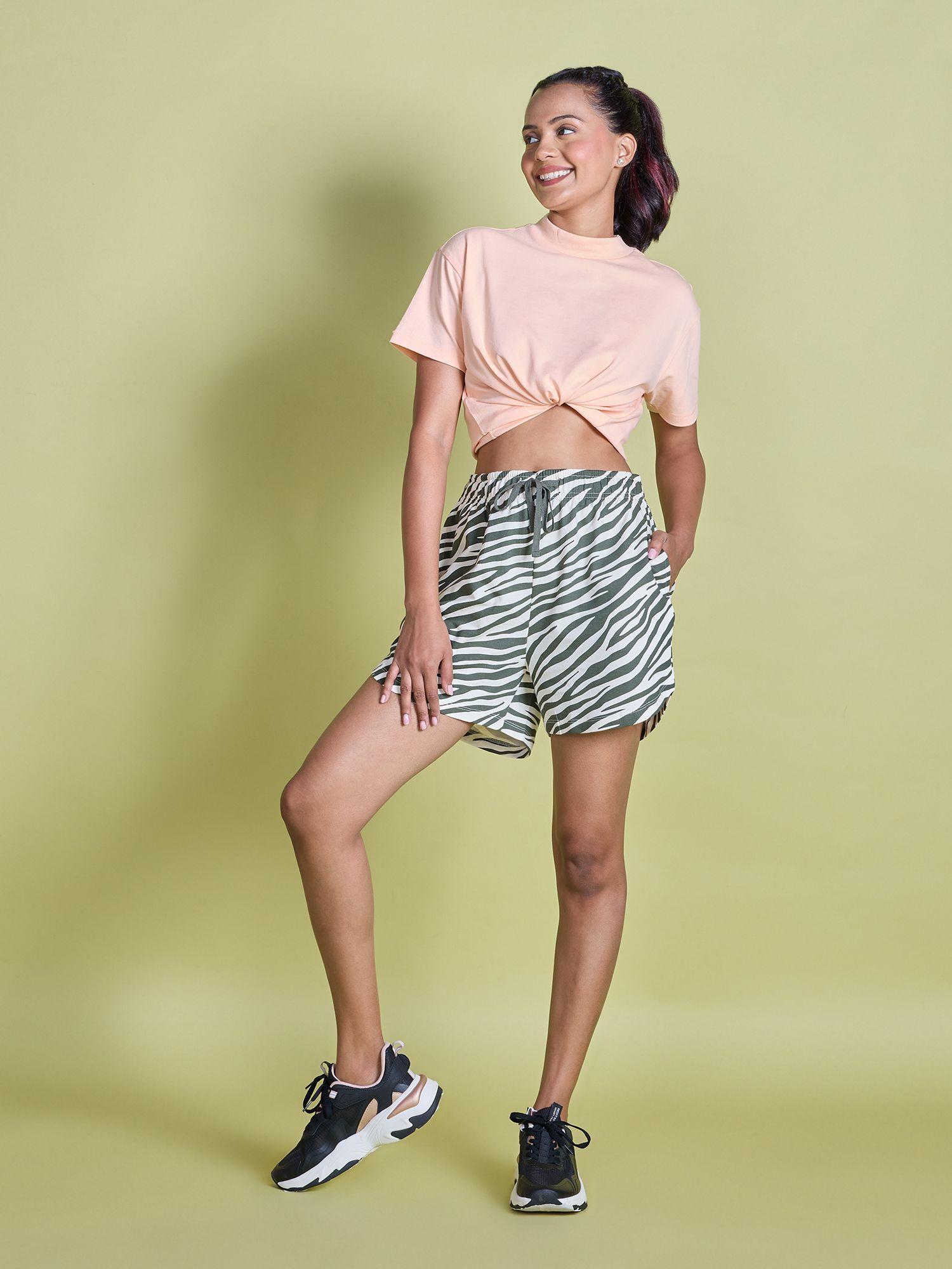 printed terry shorts nyat287 zebra green