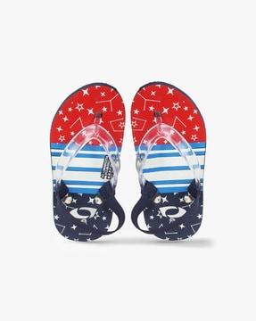 printed thong-strap flip-flops with slingback