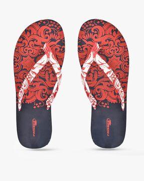 printed thong-strap flip-flops