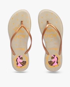 printed thong-strap flip-flops