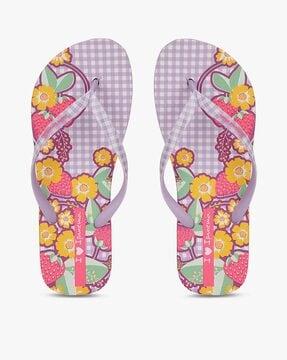 printed thong-strap flip-flops