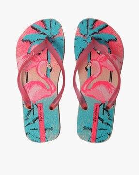 printed thong-strap flip-flops