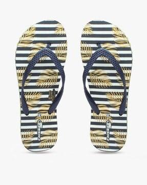 printed thong-strap flip-flops