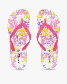 printed thong-strap flip-flops