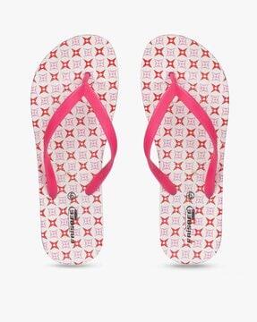 printed thong-strap flip-flops