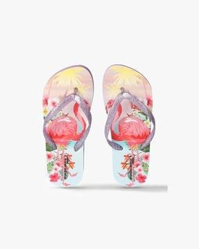 printed thong-strap flip-flops