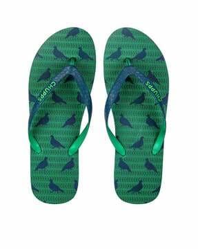 printed thong-strap flip-flops