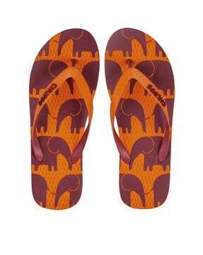 printed thong-strap flip-flops