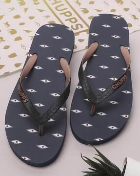 printed thong-strap flip-flops