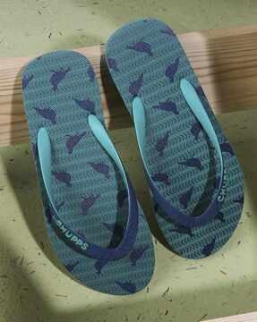 printed thong-strap flip-flops