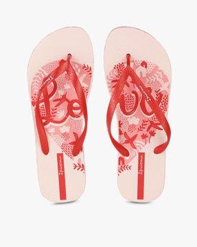 printed thong-strap flip-flops