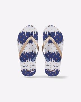 printed thong-strap slippers