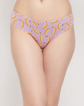 printed thongs with elasticated waist