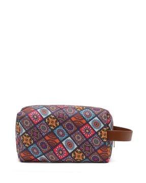 printed toiletry pouch with zip closure