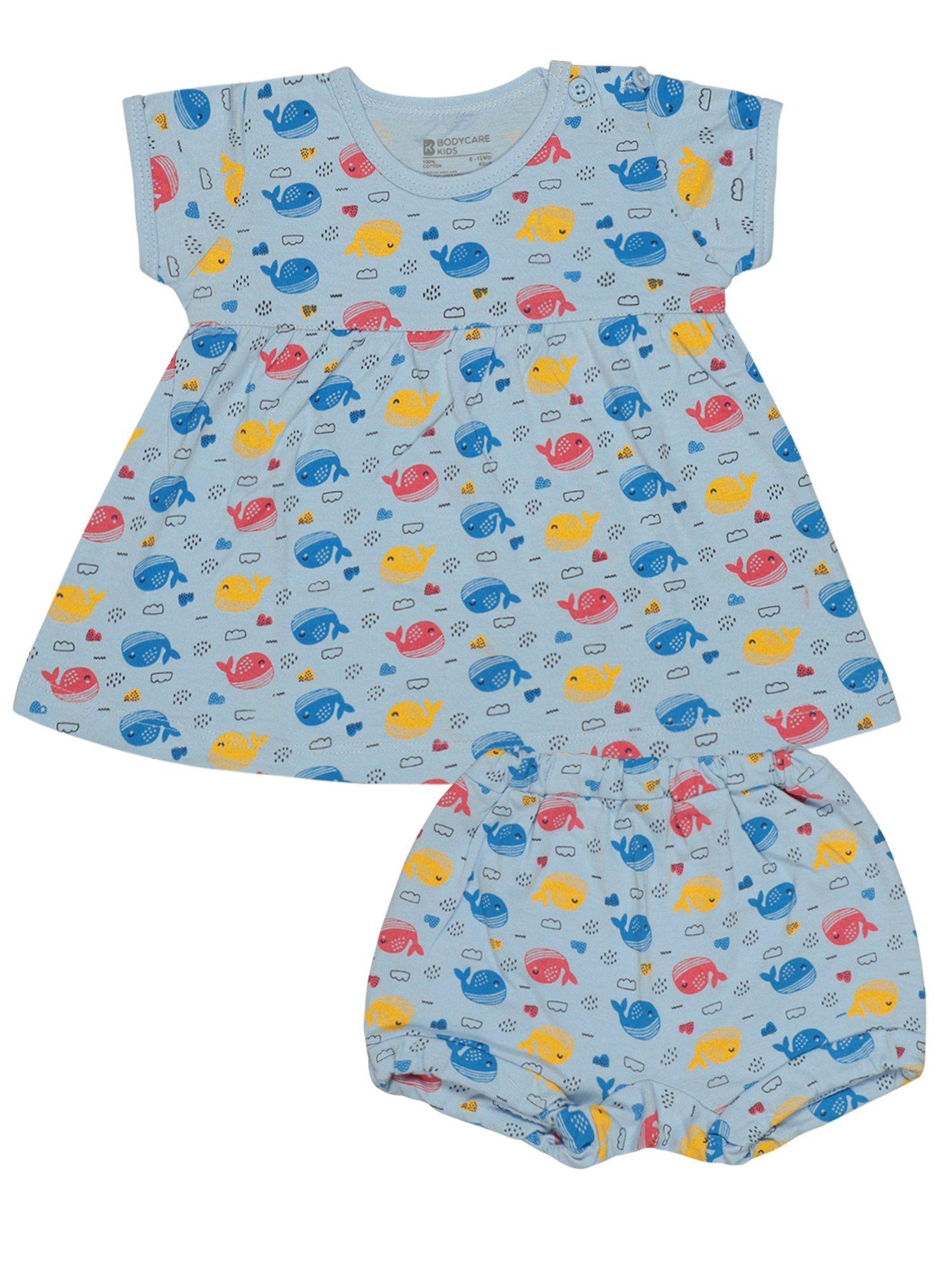 printed top & shorts-blue (set of 2)