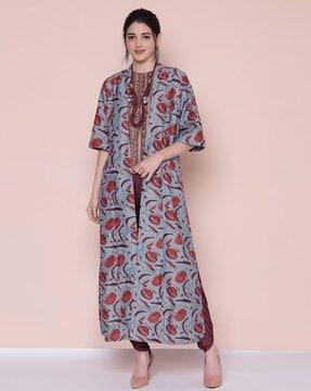 printed top with dhoti pants & jacket