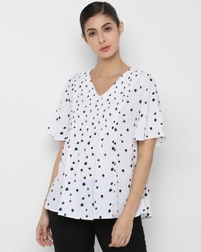 printed top with smocked yoke