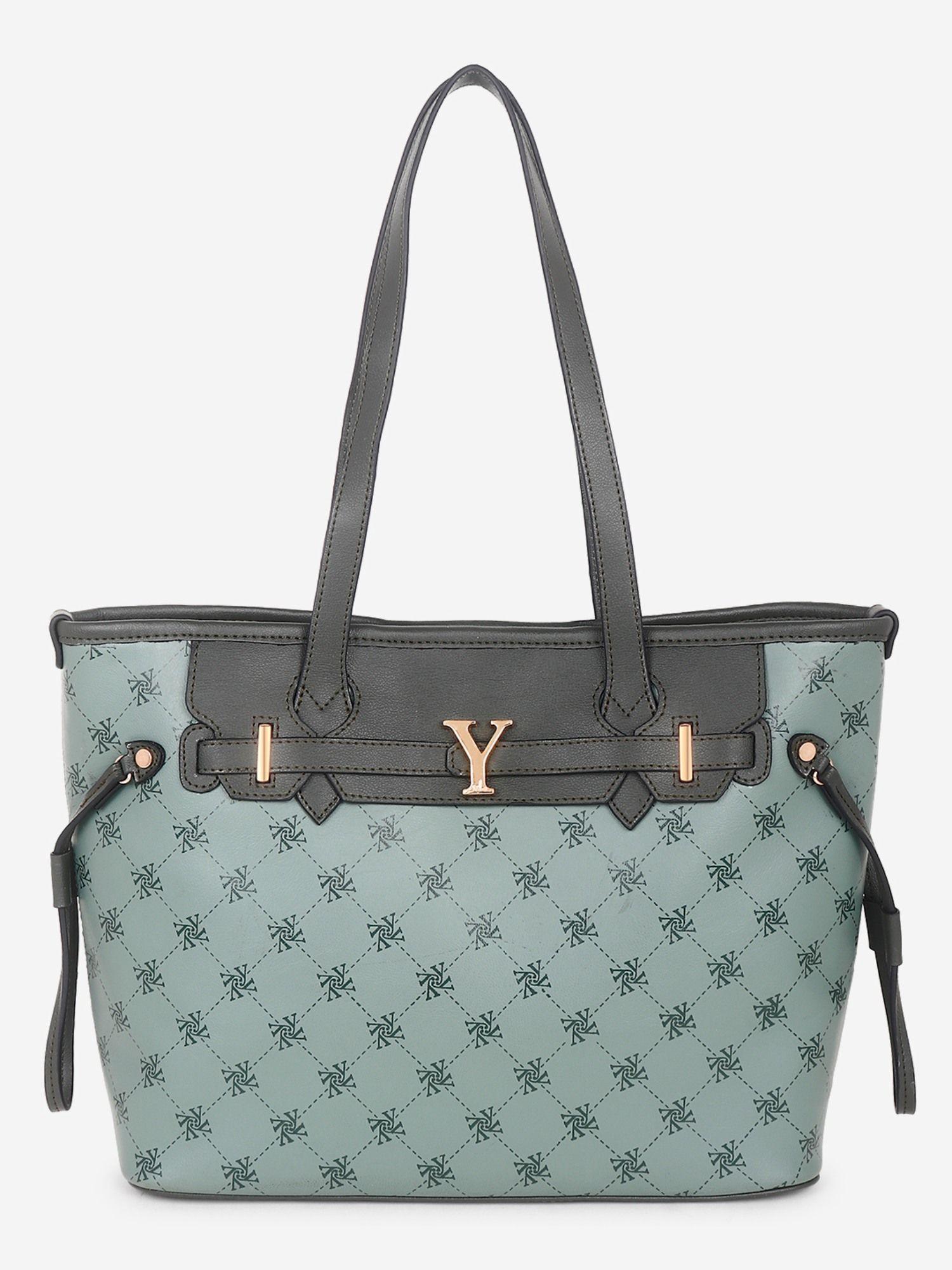 printed tote bag light green