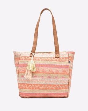 printed tote bag with tassels