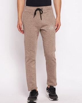 printed track pants with elasticated drawstring waist