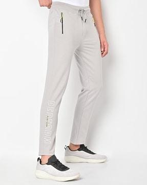printed track pants with zipper pockets