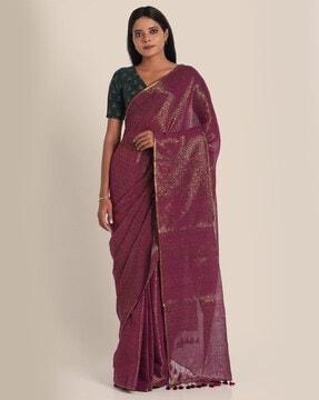 printed traditional saree with contrast border