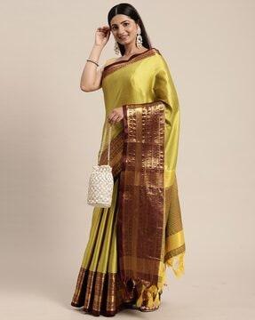 printed traditional saree with contrast border