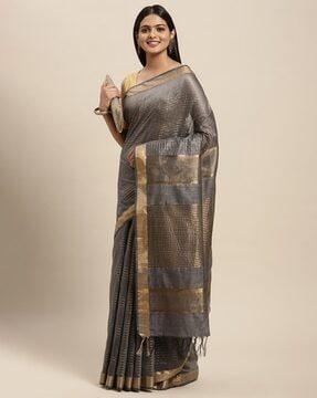 printed traditional saree with tassels