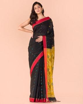 printed traditional saree with tassels