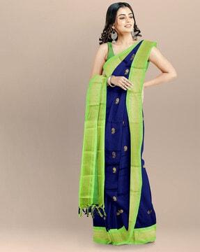 printed traditional saree with tassels