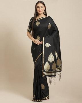 printed traditional saree with tassels