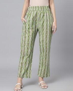 printed trousers with elasticated waist