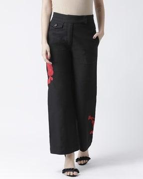 printed trousers with insert pockets