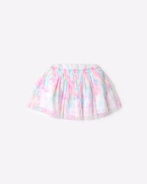 printed tulle a-line skirt