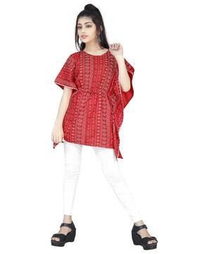 printed tunic with kaftan sleeve