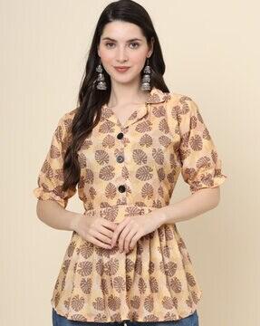 printed tunic with short sleeves