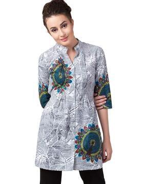 printed tunic with tie-up