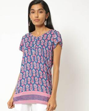 printed tunic with vented hemline