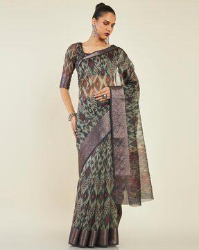 printed tussar saree