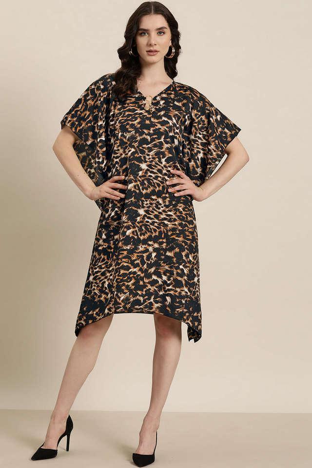 printed v-neck crepe womens kaftan