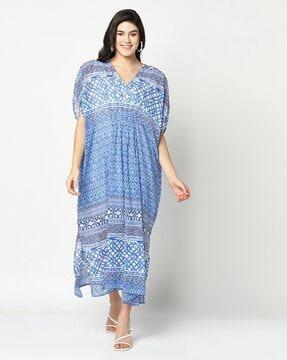 printed v-neck dress