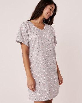 printed v-neck nightshirt