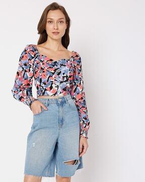 printed v-neck top