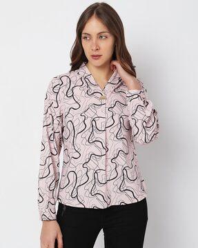 printed v-neck top