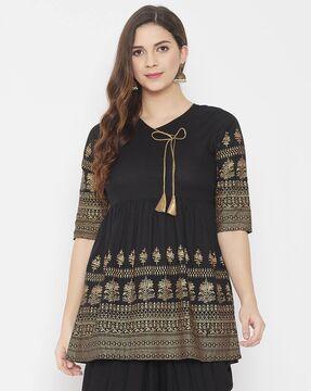 printed v neck tunic